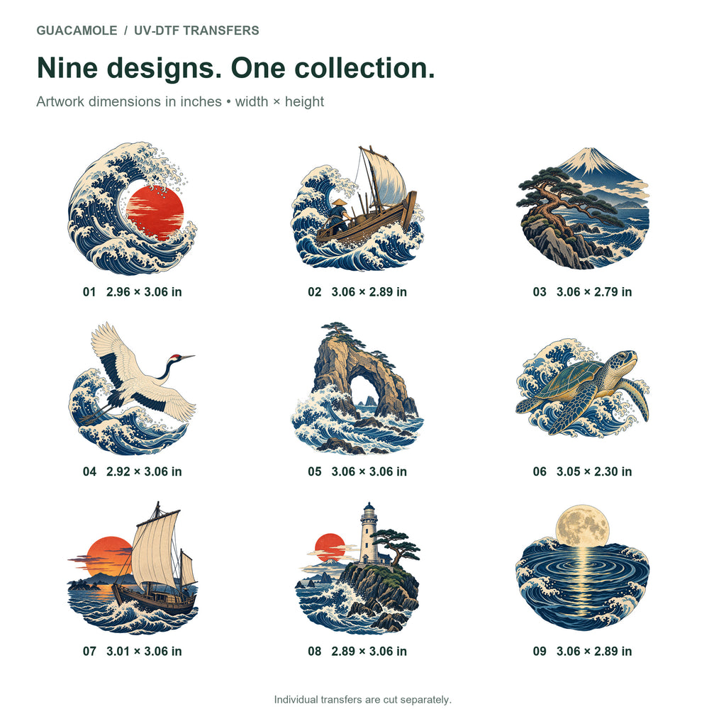 Ukiyo-e - Waves and Coast — Nine designs and sizes