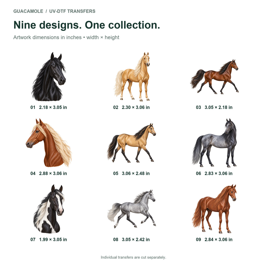 Tennessee Walking Horses — Nine designs and sizes