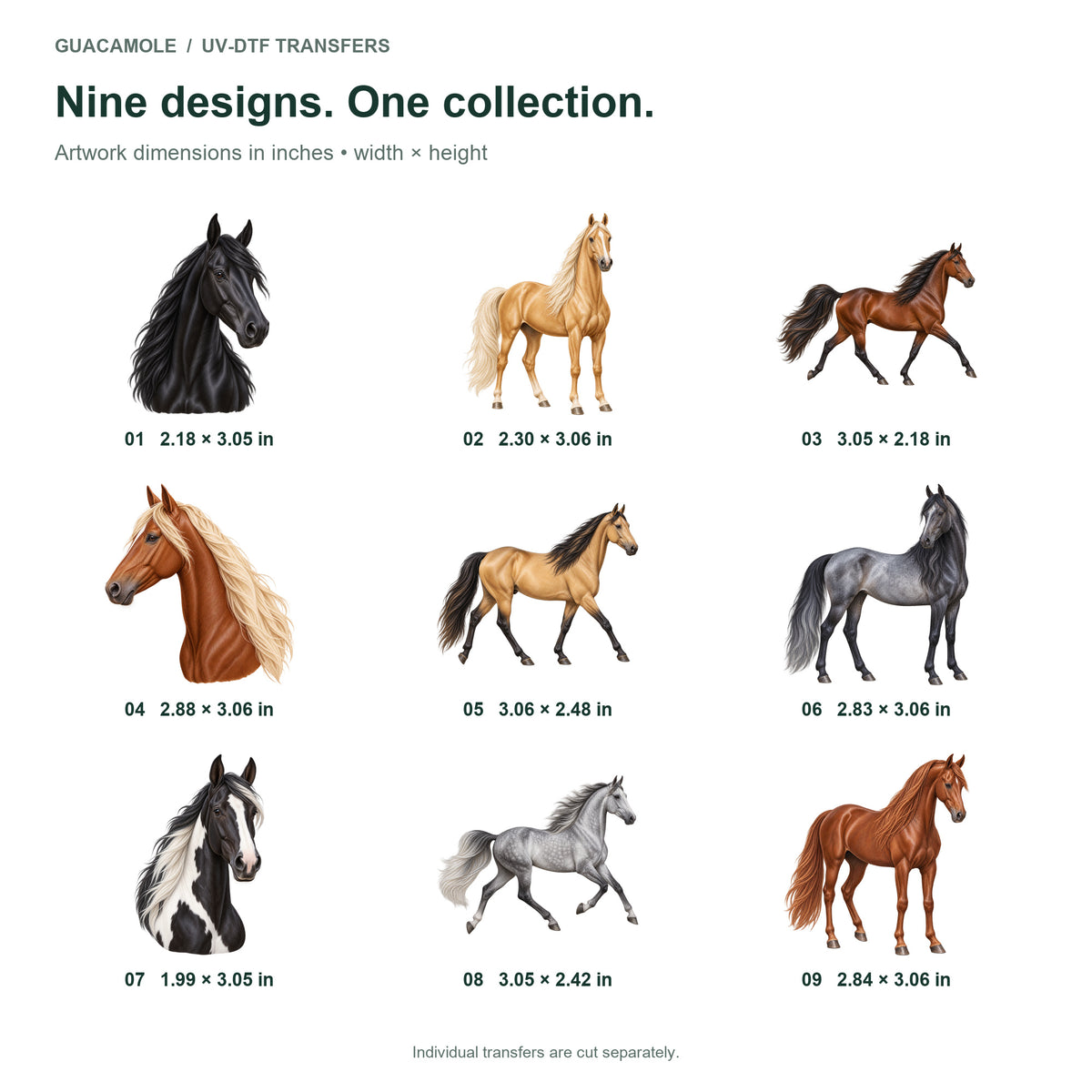 Tennessee Walking Horses — Nine designs and sizes