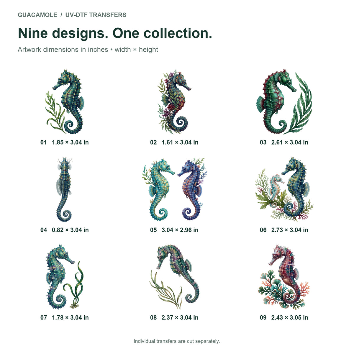 Seahorse Gardens — Nine designs and sizes