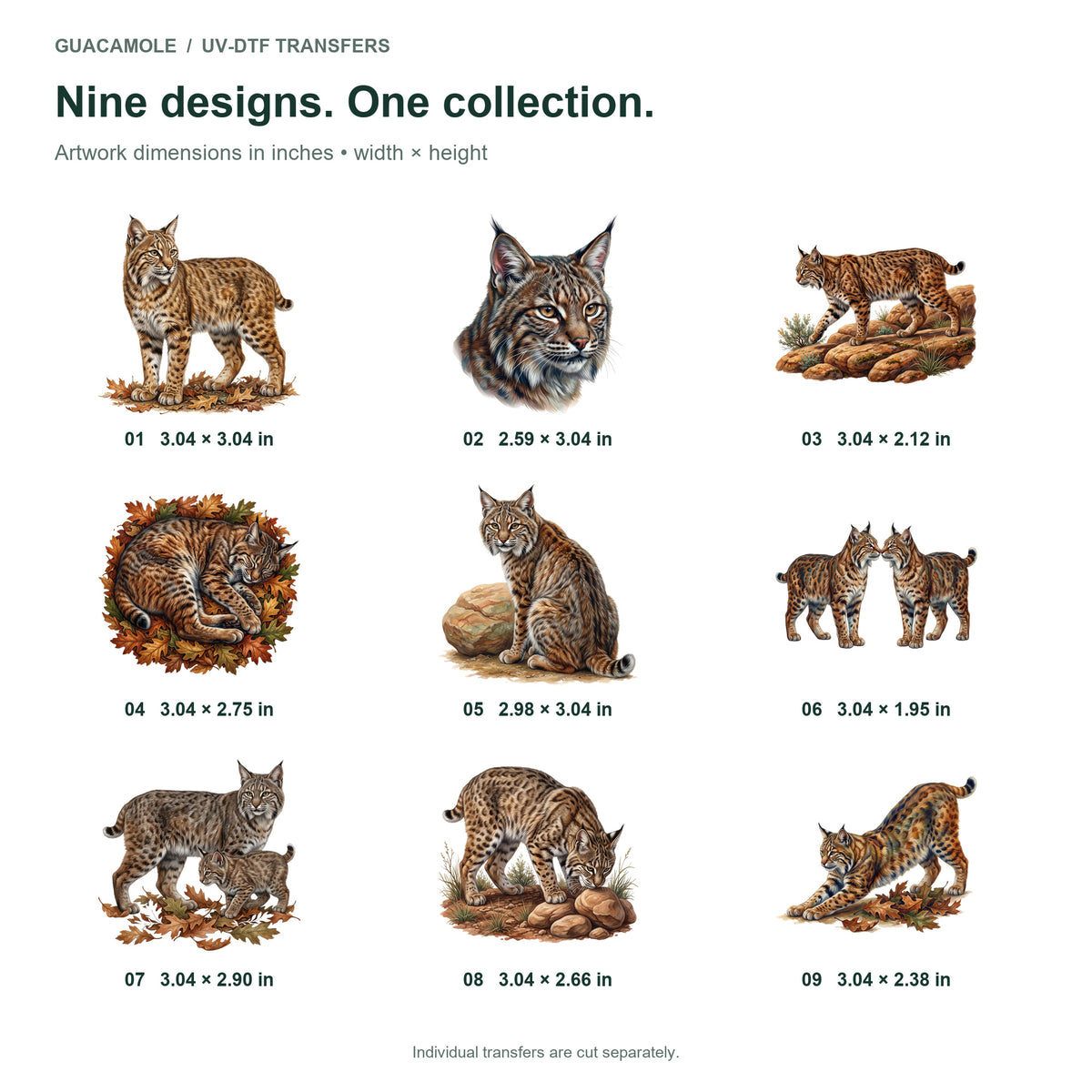 Bobcat Brush Country — Nine designs and sizes