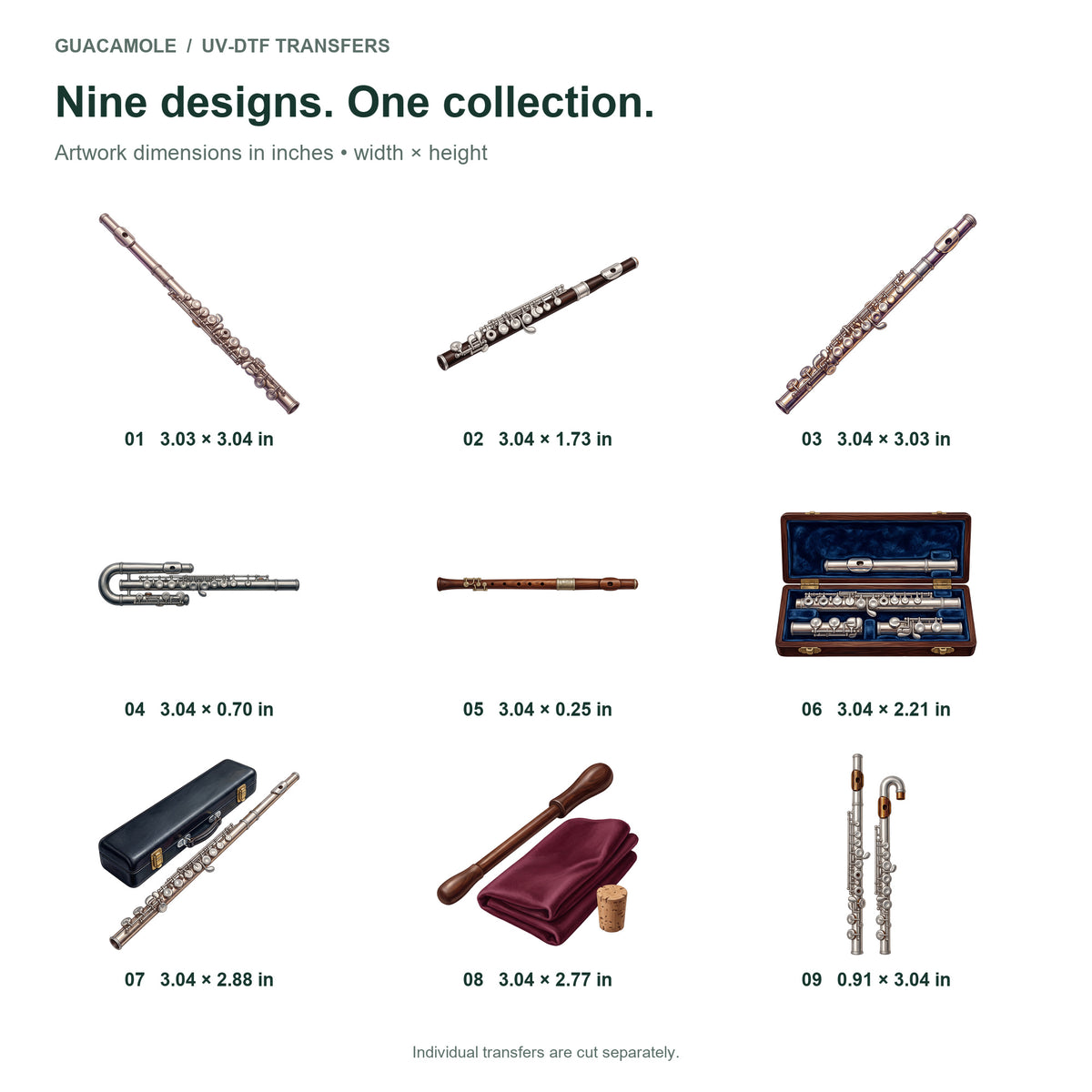 Flute Concert Collection — Nine designs and sizes