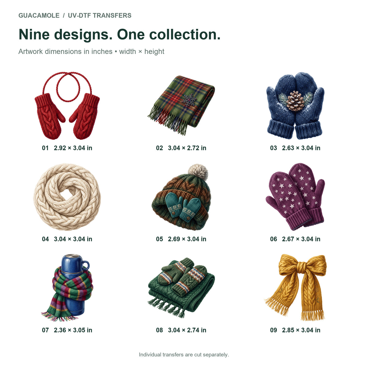 Winter Mittens and Scarves — Nine designs and sizes
