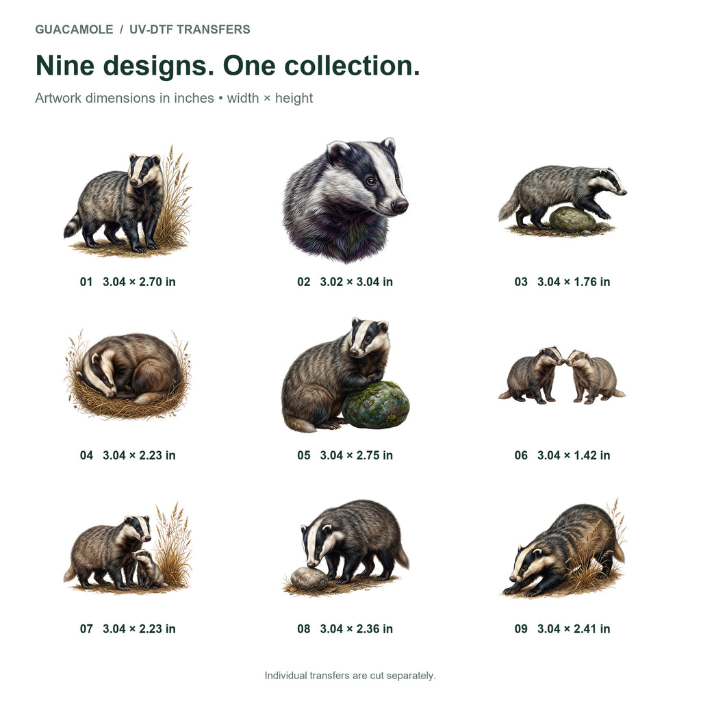 Badger Burrows — Nine designs and sizes