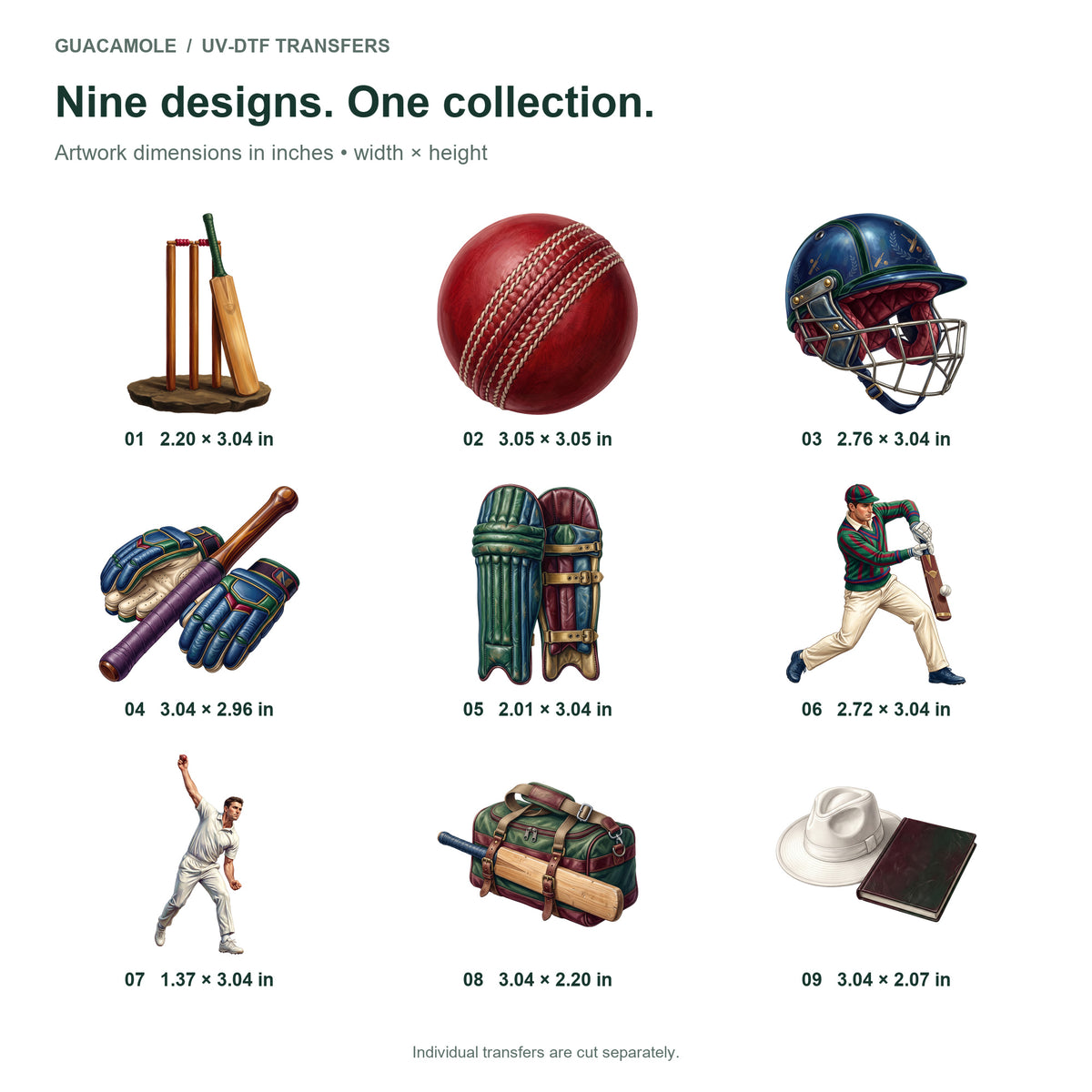 Cricket Match Traditions — Nine designs and sizes