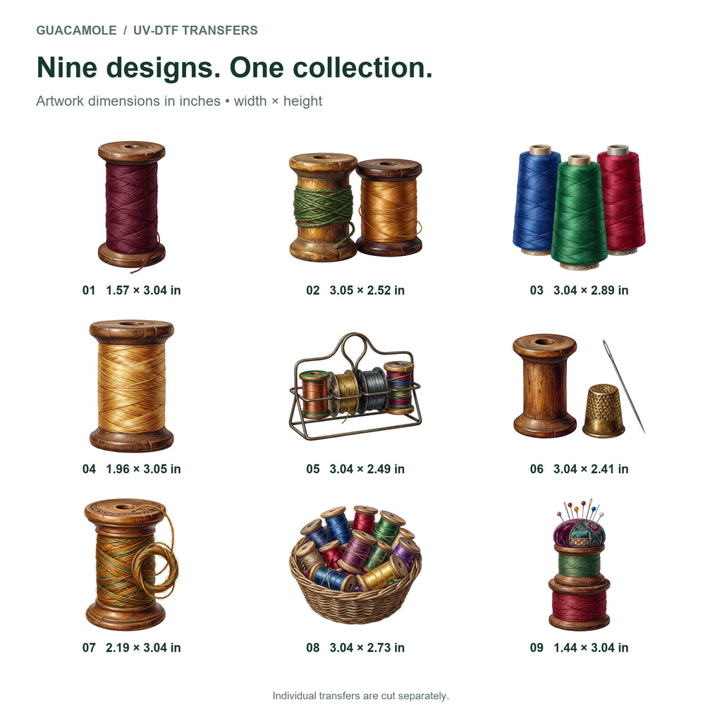 Vintage Spool Collection — Nine designs and sizes