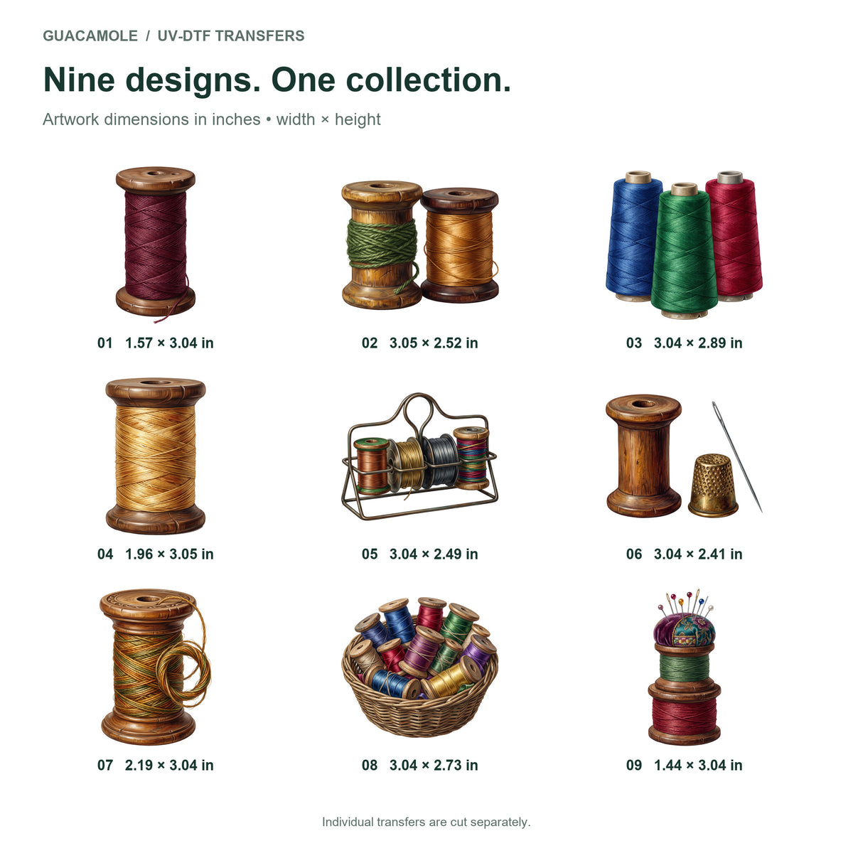 Vintage Spool Collection — Nine designs and sizes