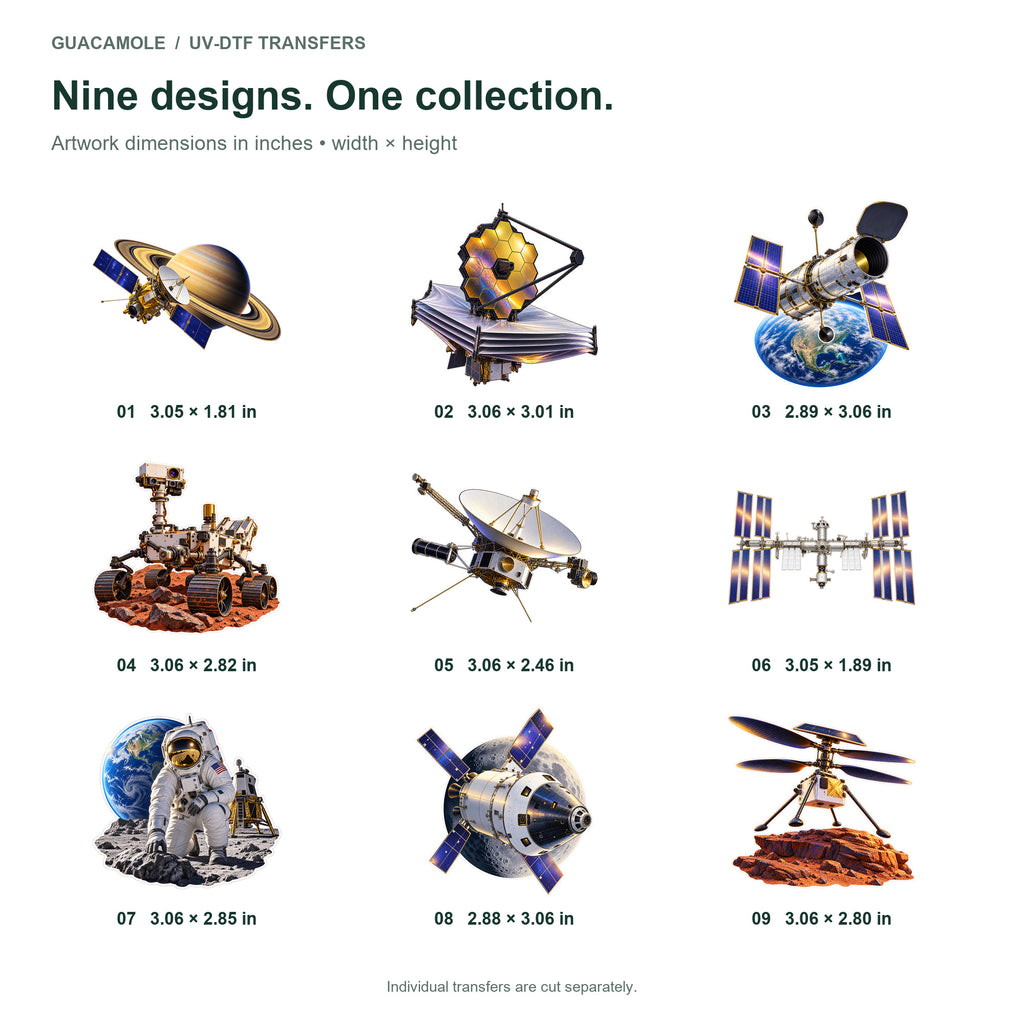 Space Exploration — Nine designs and sizes