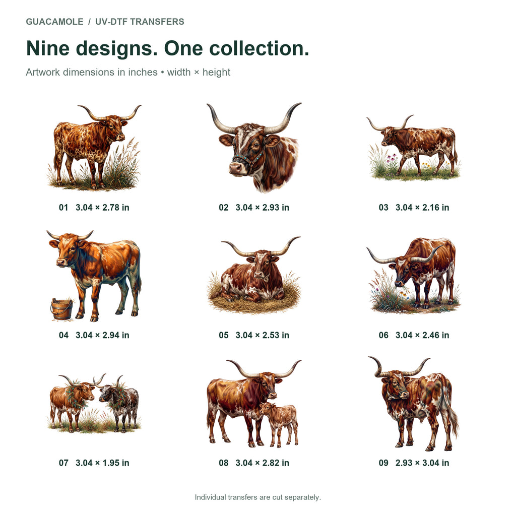 Texas Longhorn Cattle — Nine designs and sizes