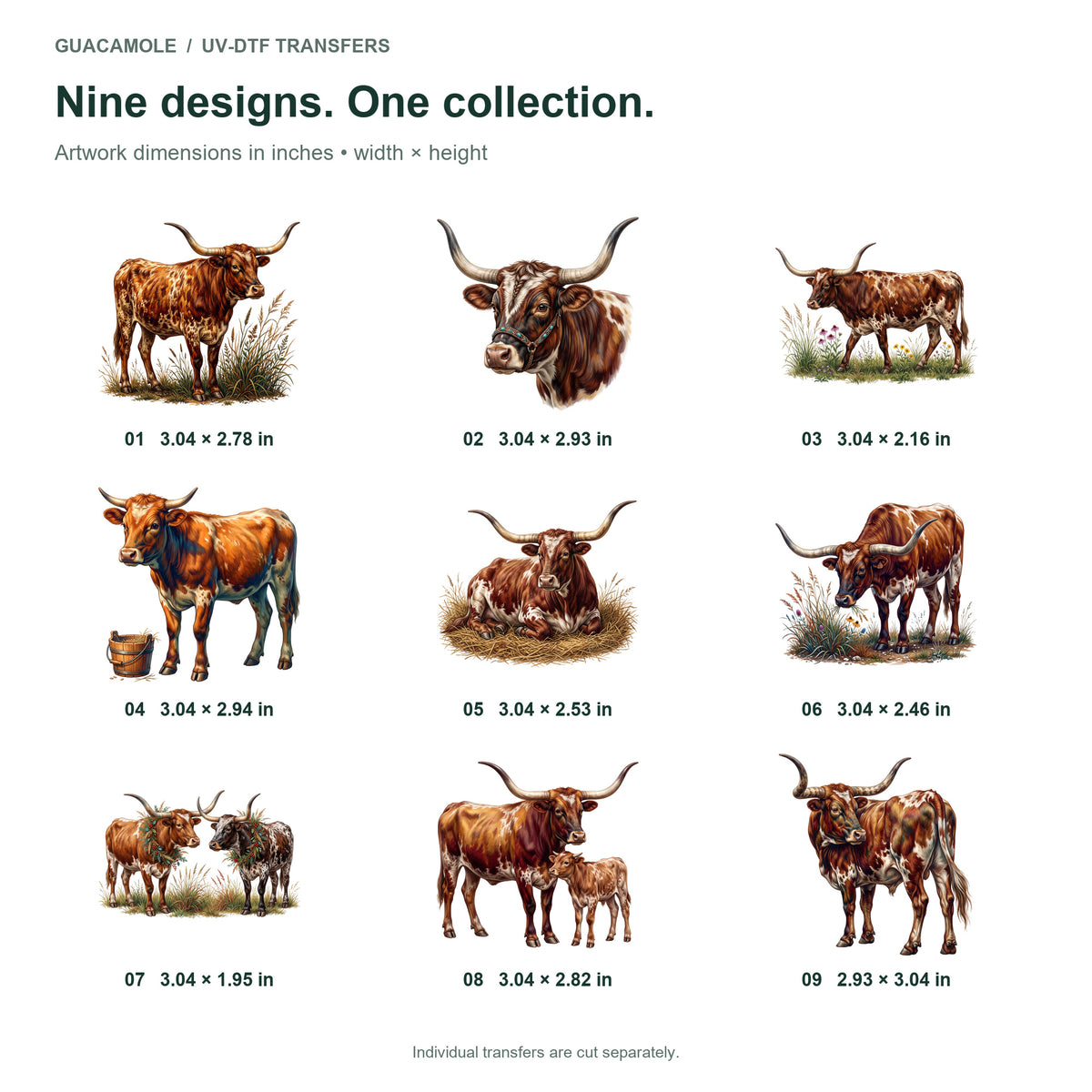 Texas Longhorn Cattle — Nine designs and sizes