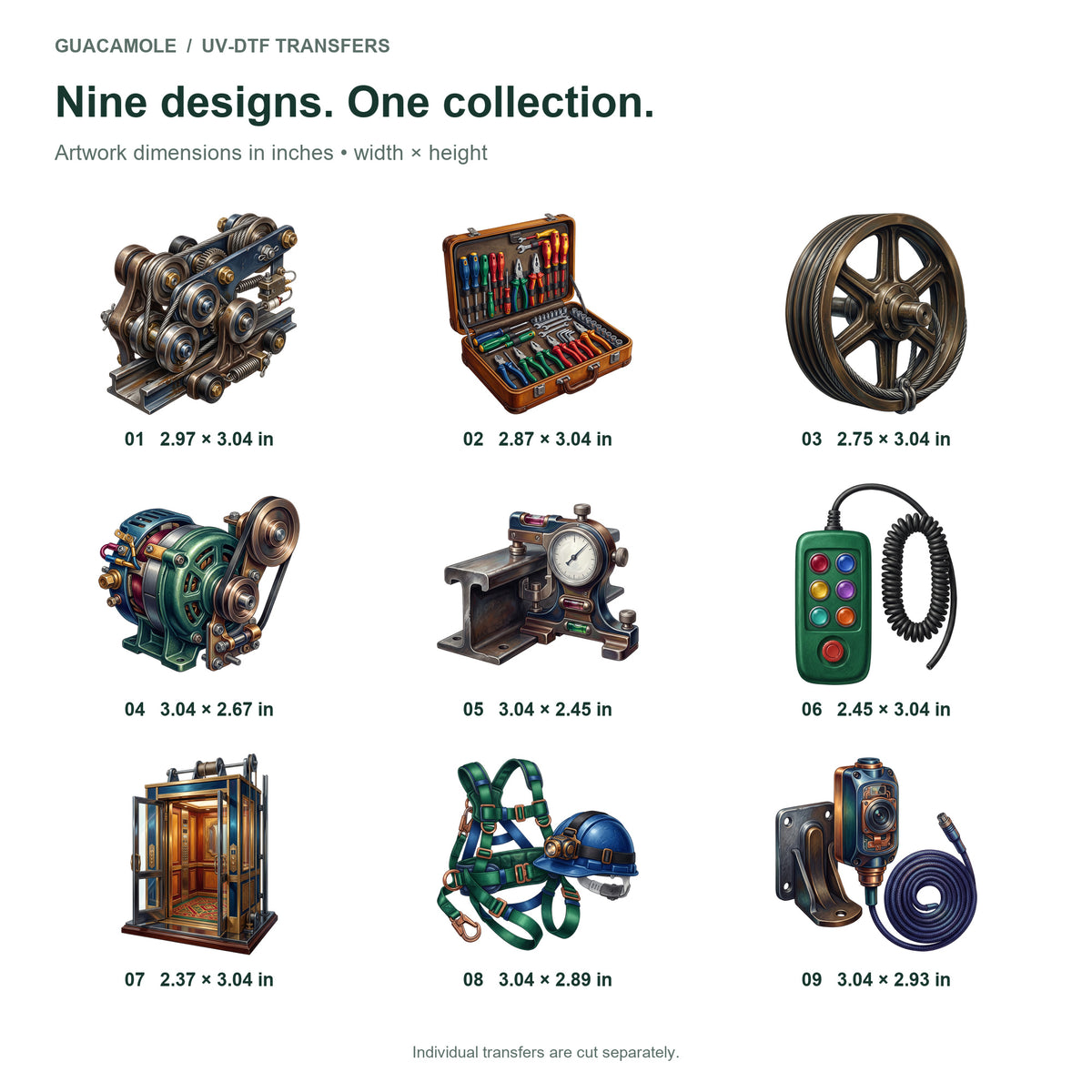 Elevator Technician Tools — Nine designs and sizes
