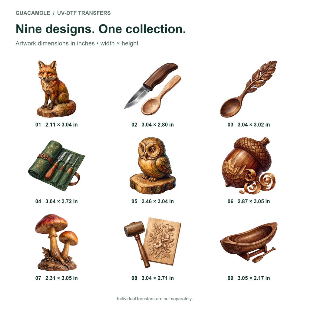 Woodcarving Bench — Nine designs and sizes