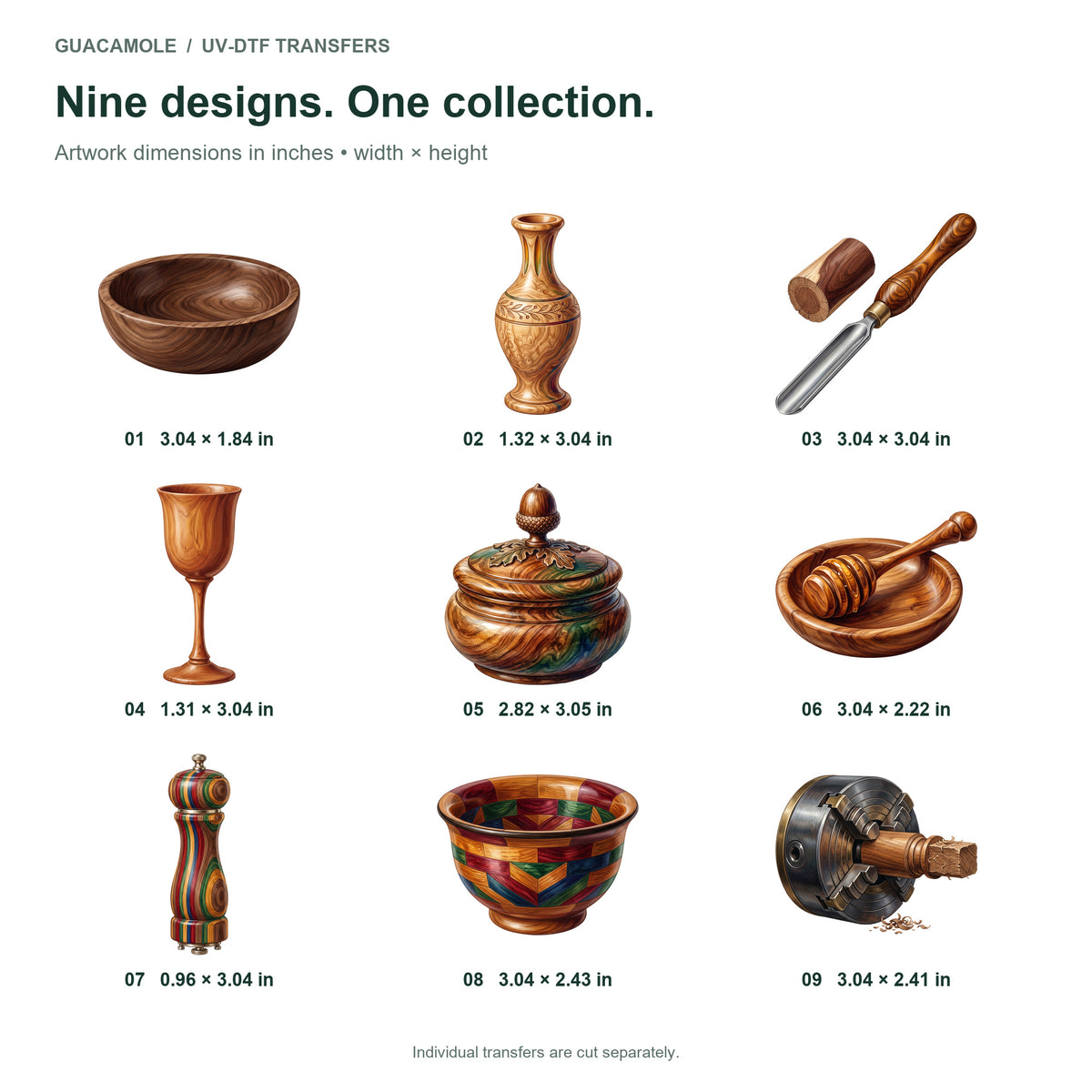 Woodturning Studio — Nine designs and sizes