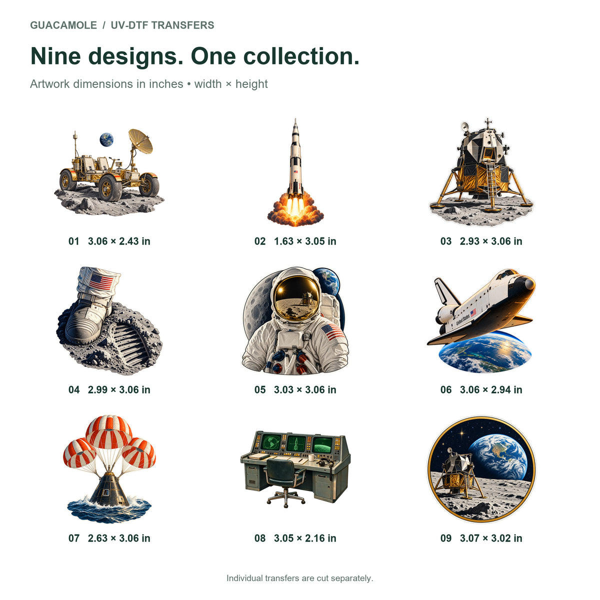 Space Exploration — Nine designs and sizes