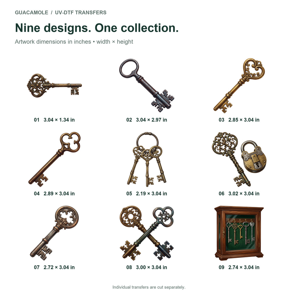 Antique Skeleton Keys — Nine designs and sizes