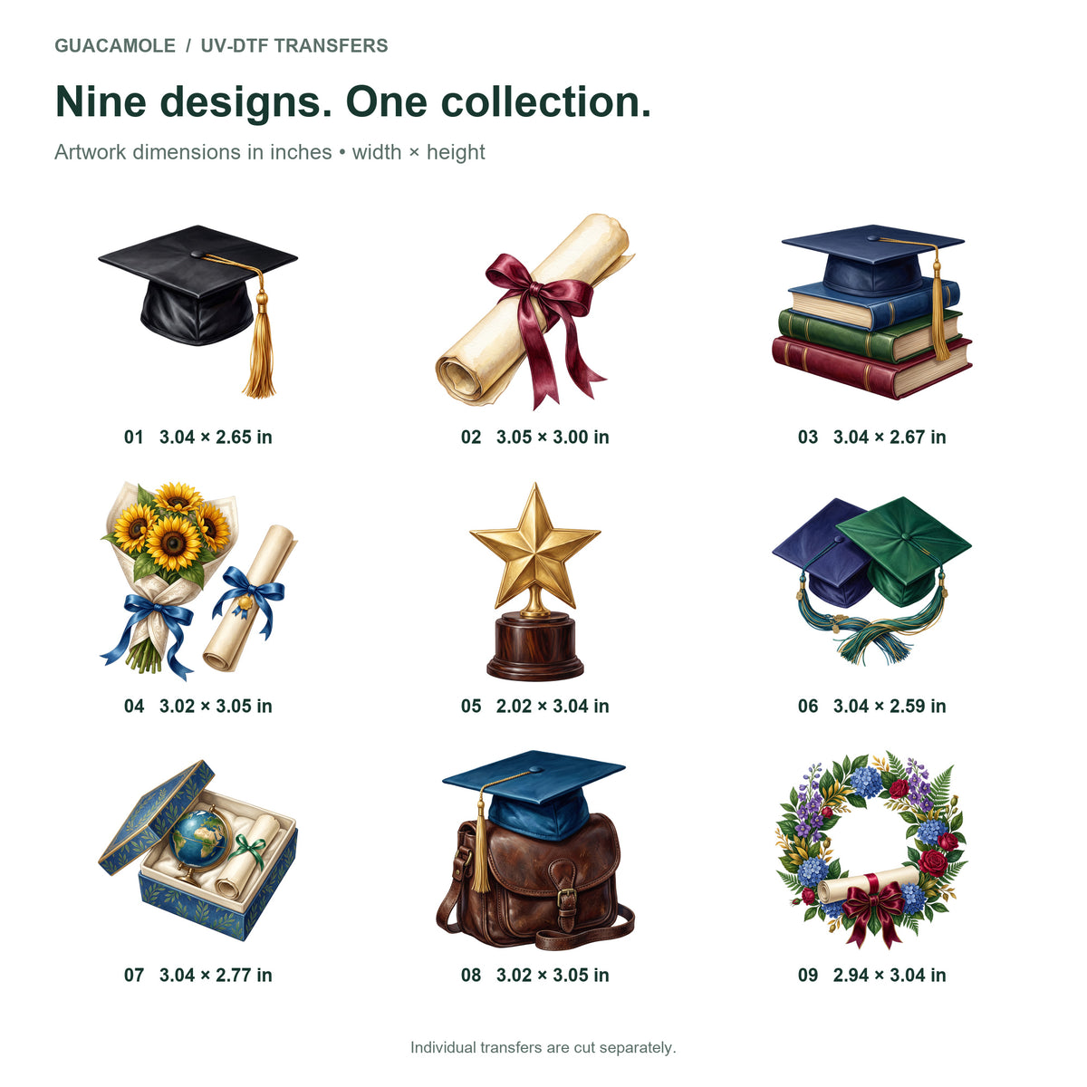 Graduation Celebration Objects — Nine designs and sizes