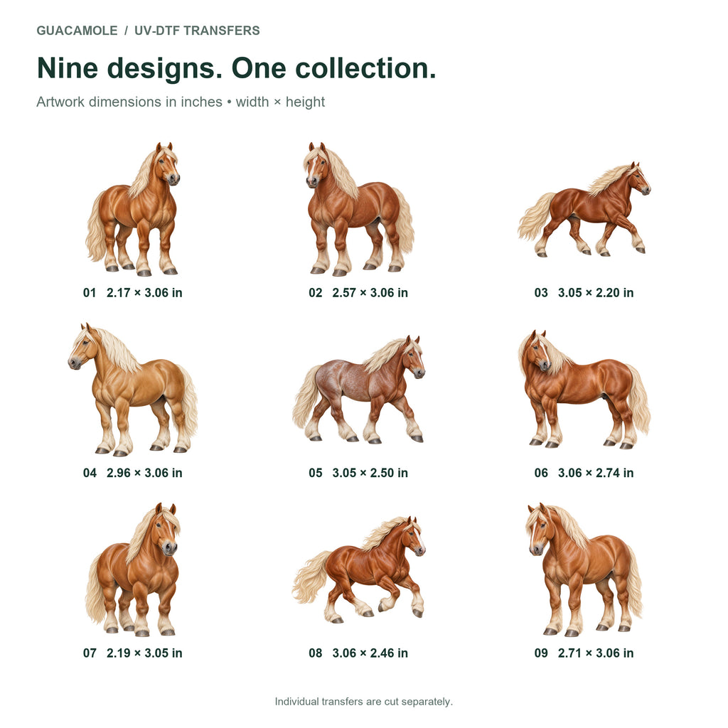 Belgian Draft Horses — Nine designs and sizes