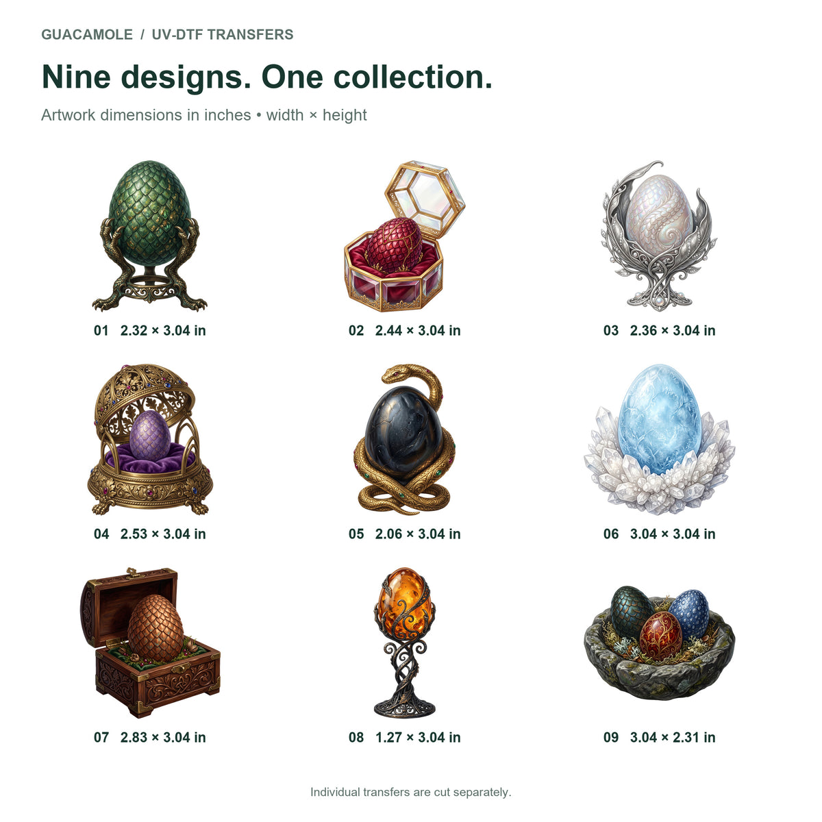 Dragon Egg Reliquaries — Nine designs and sizes