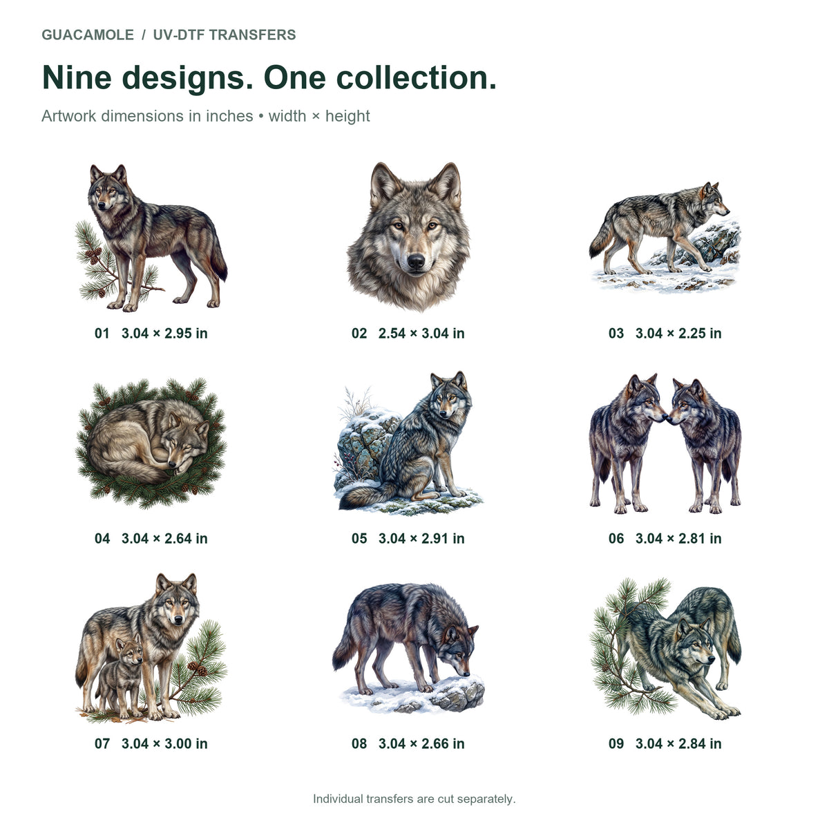 Wolf Pack Portraits — Nine designs and sizes