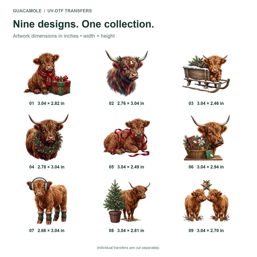 Highland Cow Christmas — Nine designs and sizes