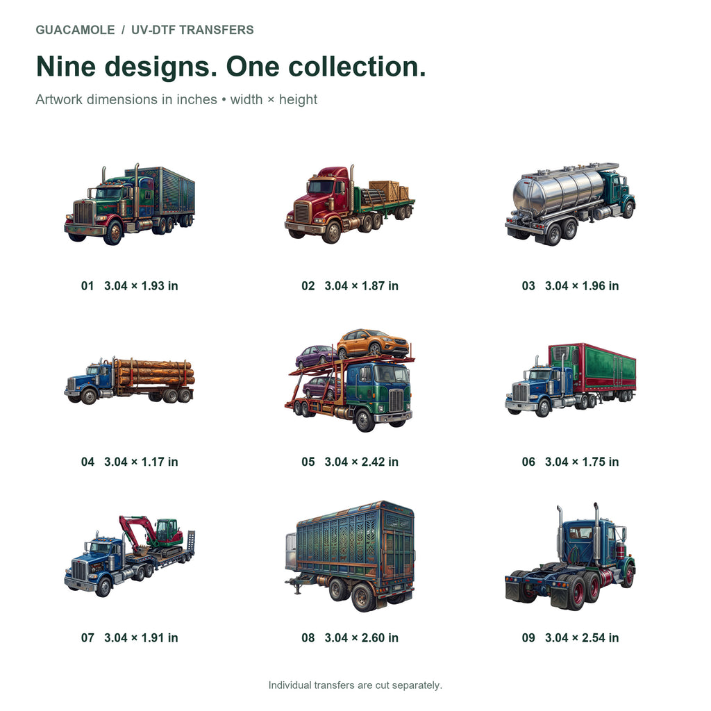 Tractor Trailer Highway — Nine designs and sizes