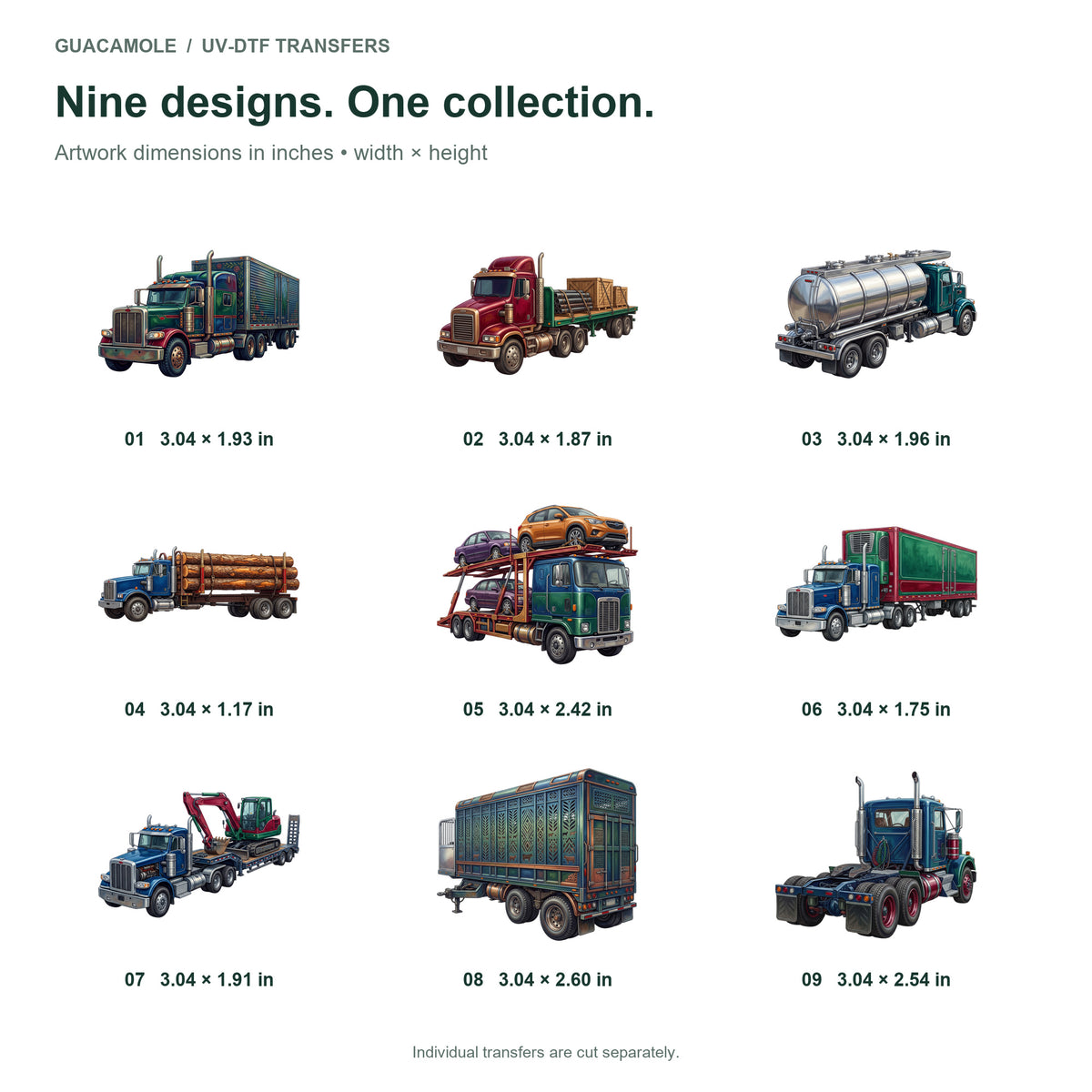 Tractor Trailer Highway — Nine designs and sizes