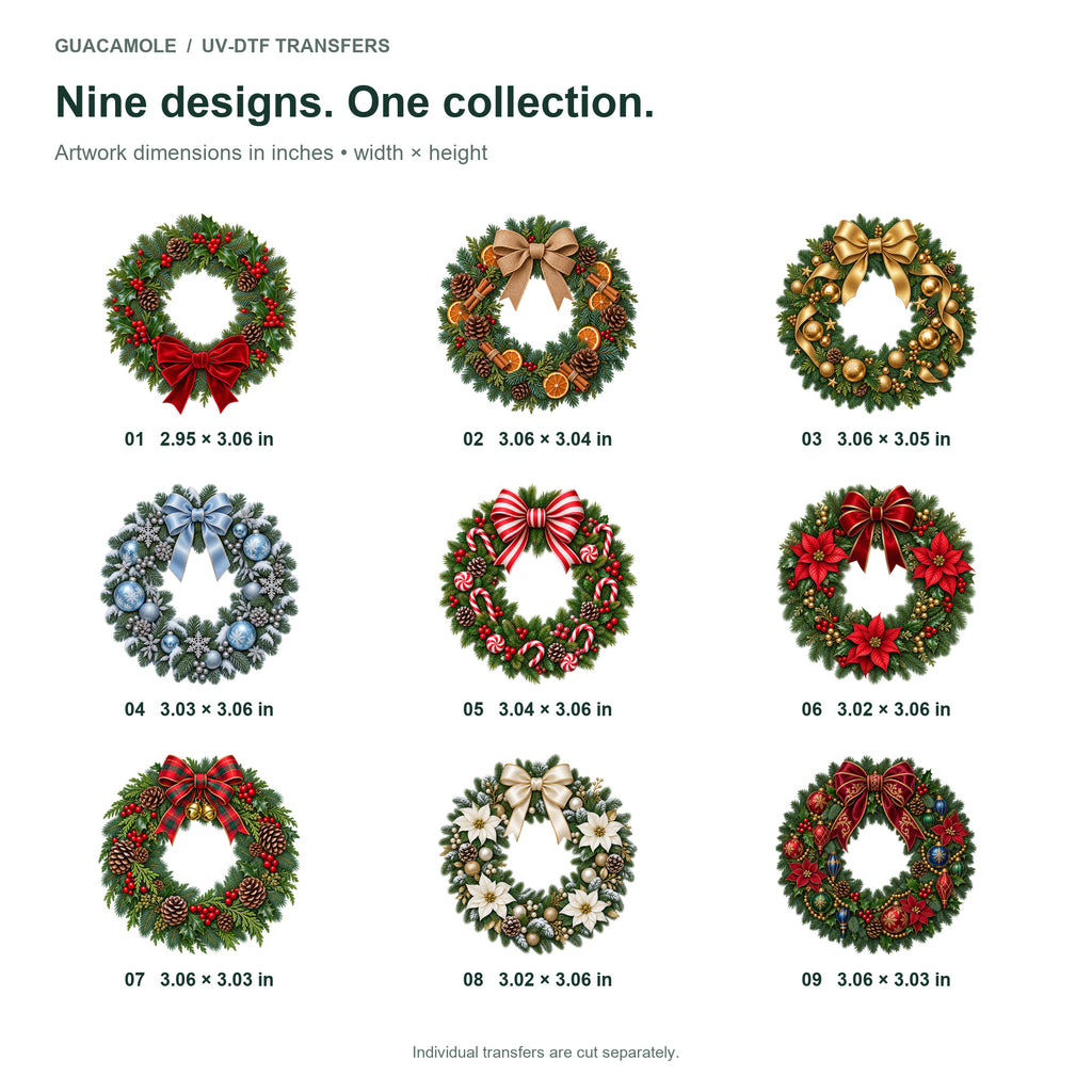 Christmas Wreaths — Nine designs and sizes