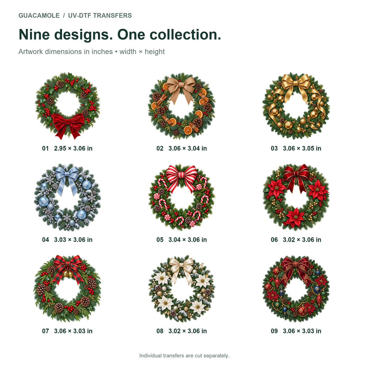 Christmas Wreaths — Nine designs and sizes