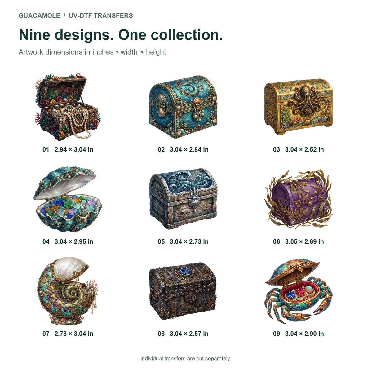 Mermaid Treasure Chests — Nine designs and sizes