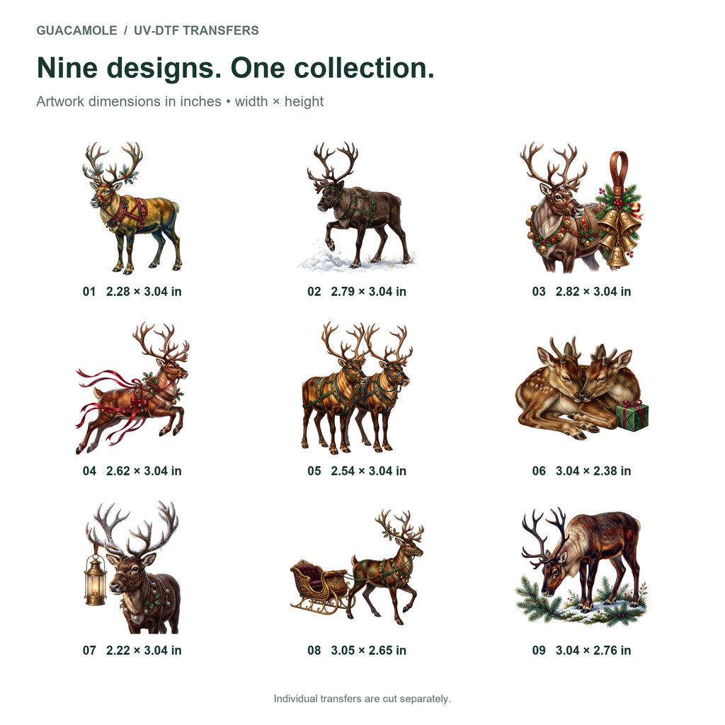 Reindeer Sleigh Team — Nine designs and sizes