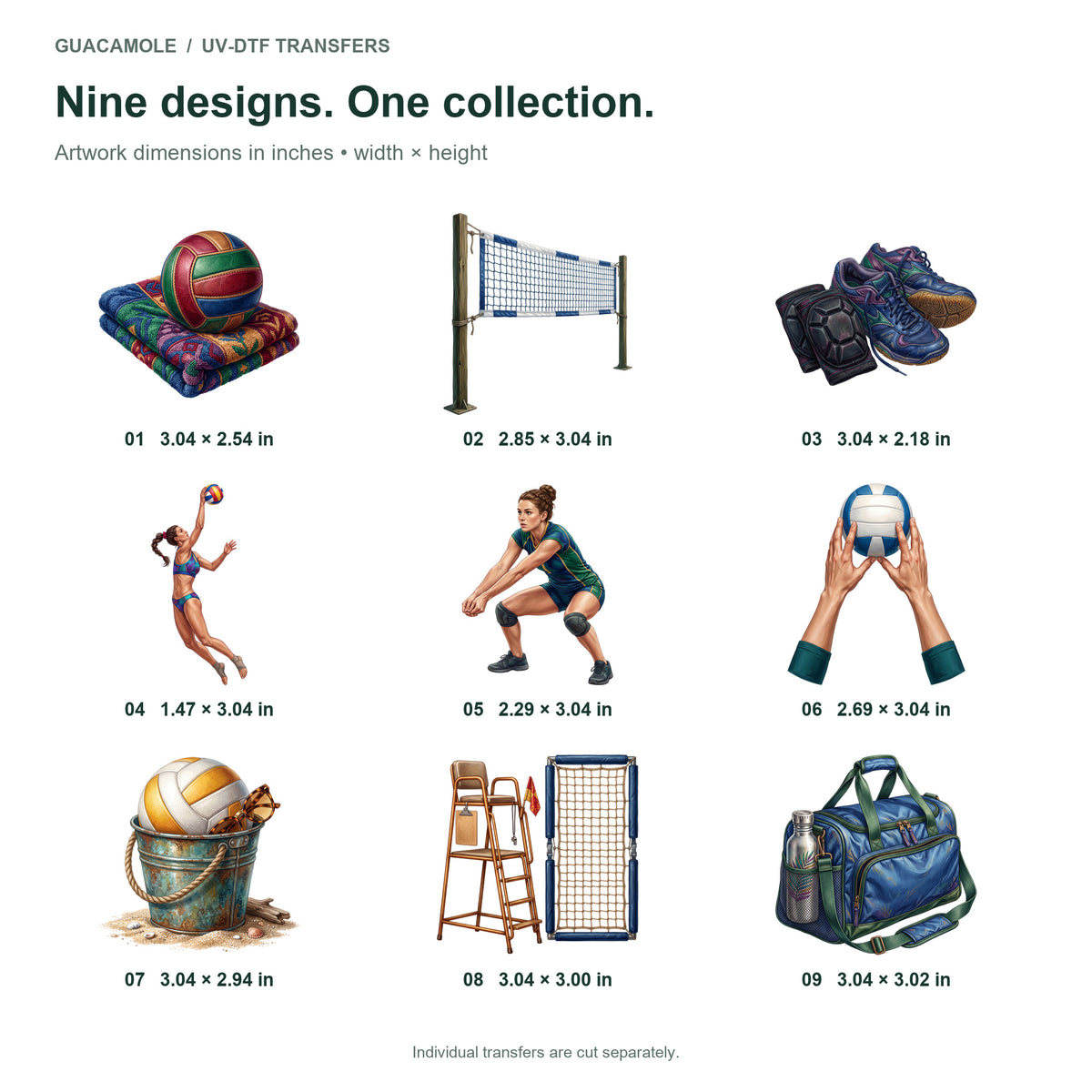 Volleyball Beach and Court — Nine designs and sizes