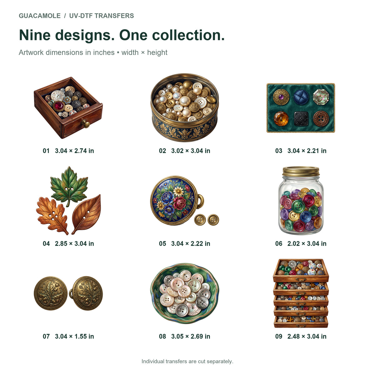 Button Collector Cabinet — Nine designs and sizes