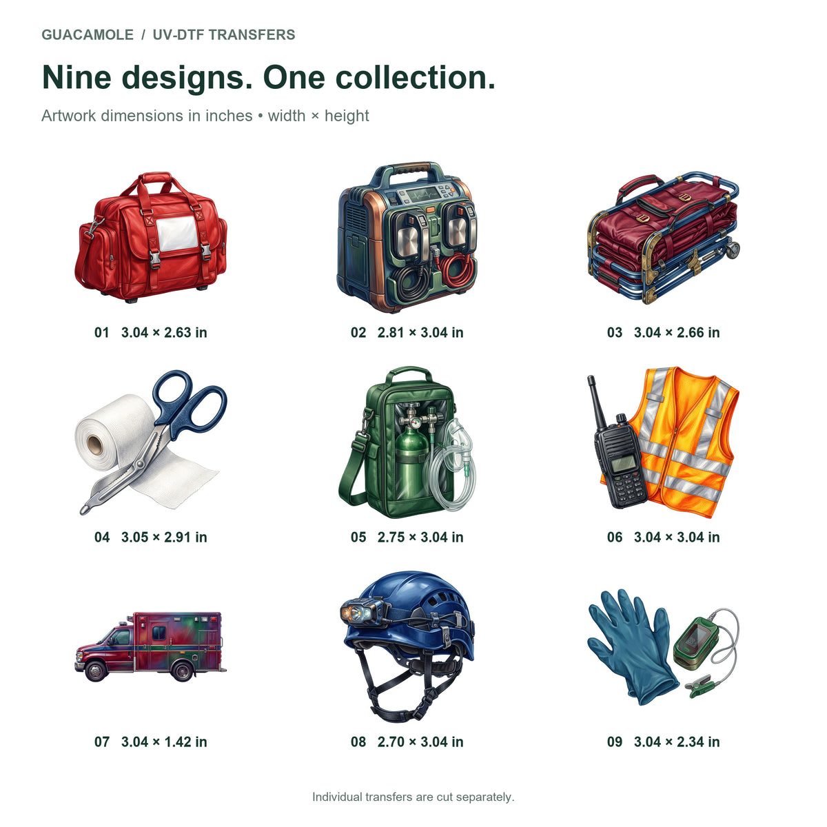 Paramedic Response Gear — Nine designs and sizes