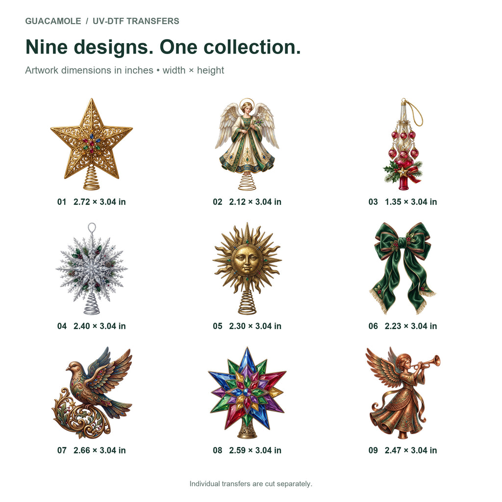 Christmas Tree Toppers — Nine designs and sizes