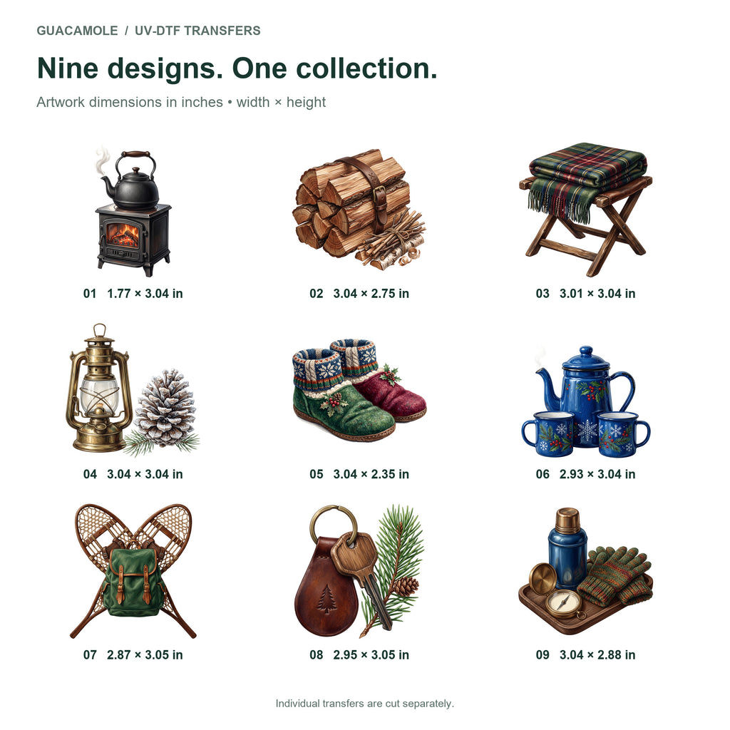 Winter Cabin Essentials — Nine designs and sizes