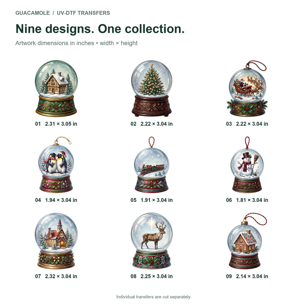 Snow Globe Christmas — Nine designs and sizes