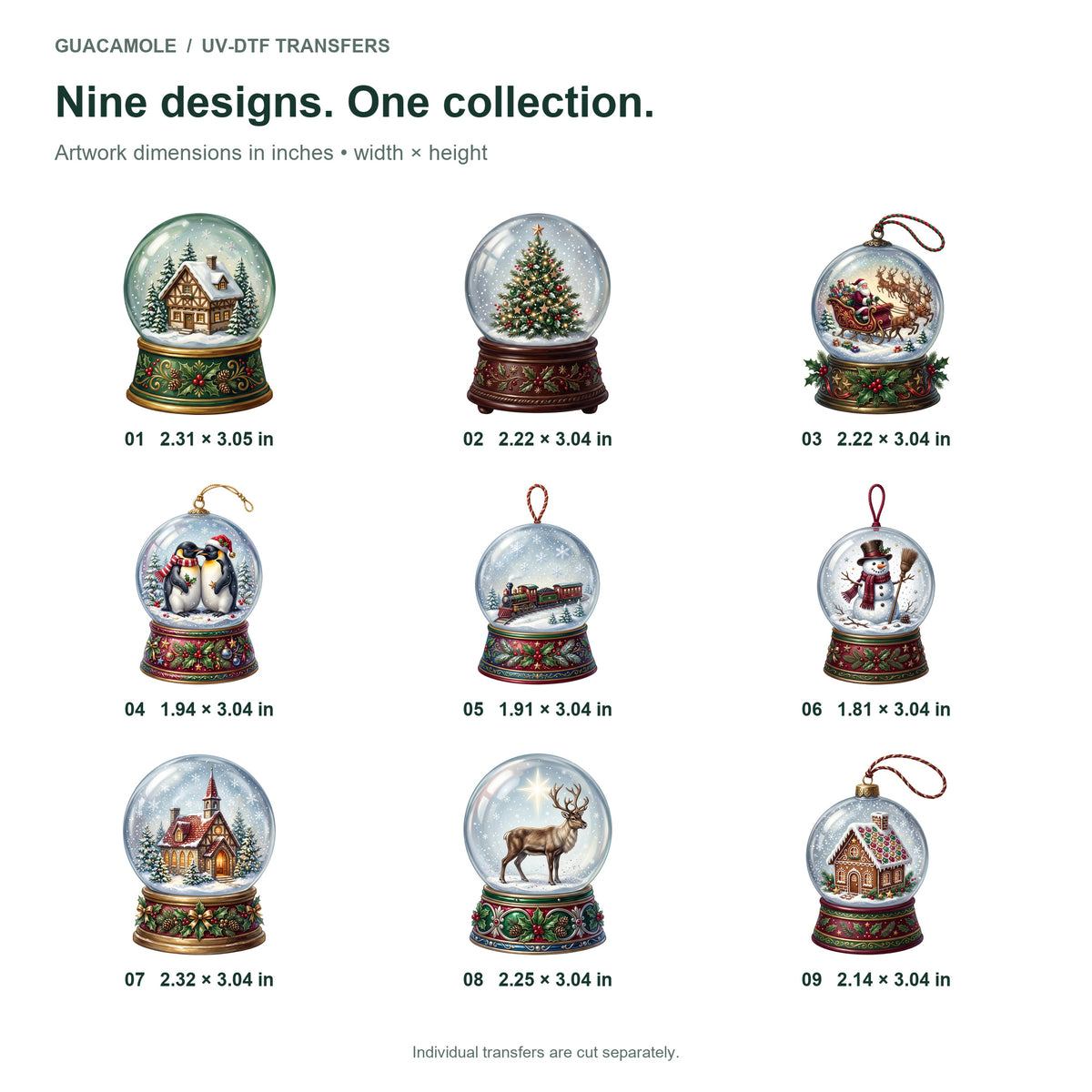 Snow Globe Christmas — Nine designs and sizes
