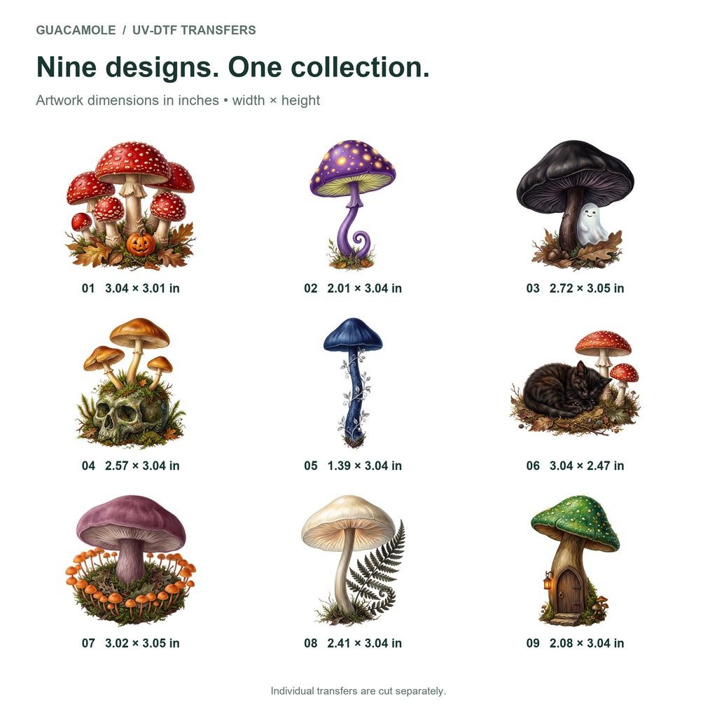 Halloween Toadstools — Nine designs and sizes