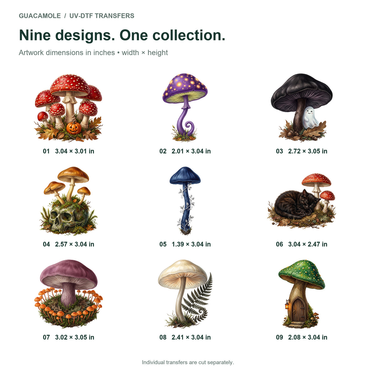 Halloween Toadstools — Nine designs and sizes