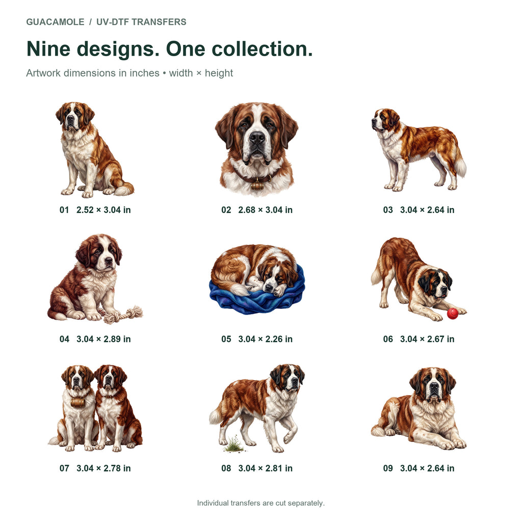 Saint Bernards — Nine designs and sizes