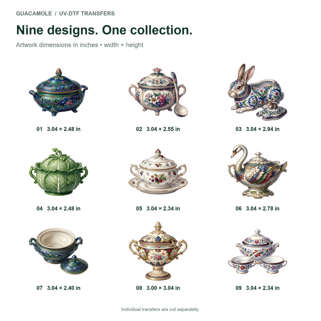Porcelain Tureen Cabinet — Nine designs and sizes