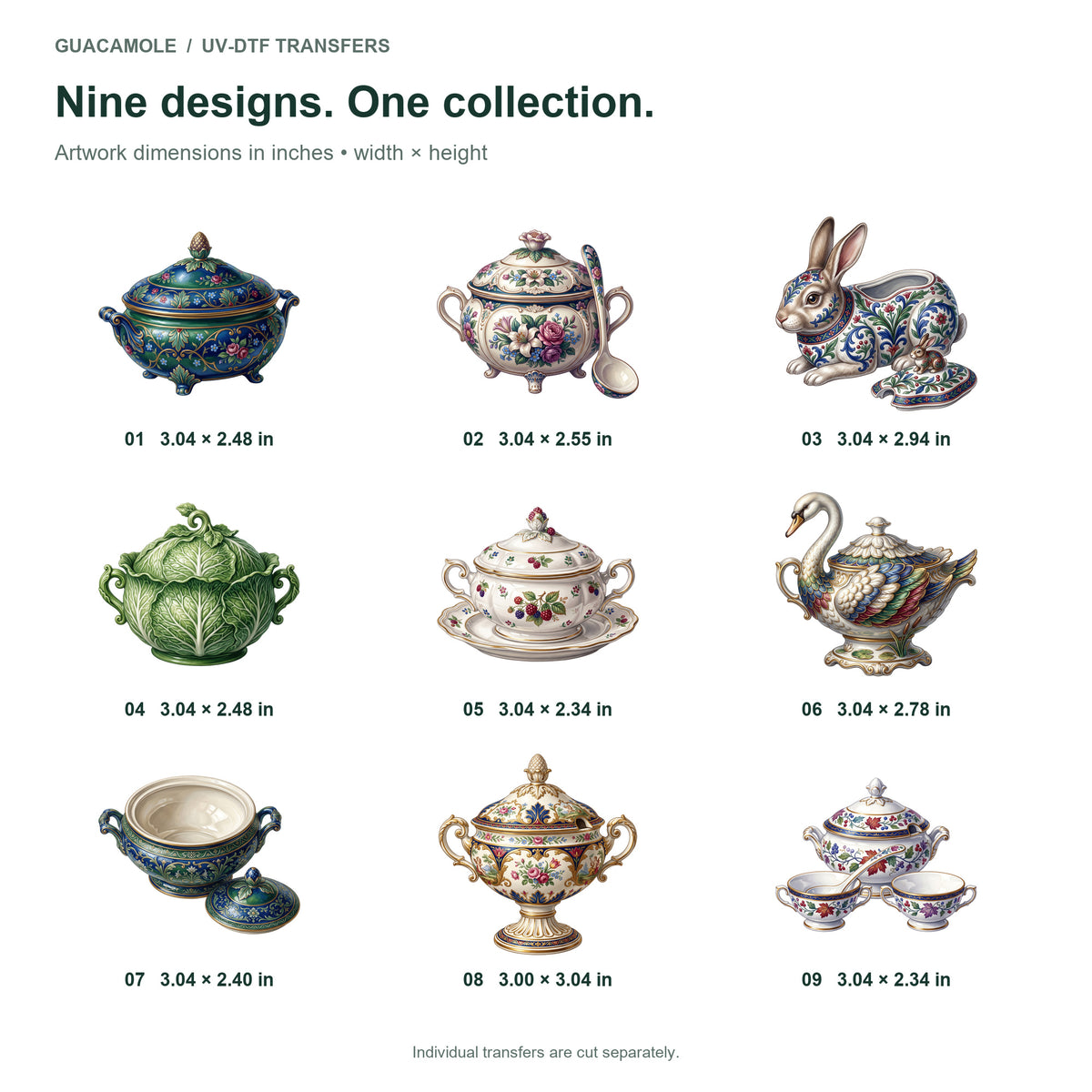 Porcelain Tureen Cabinet — Nine designs and sizes