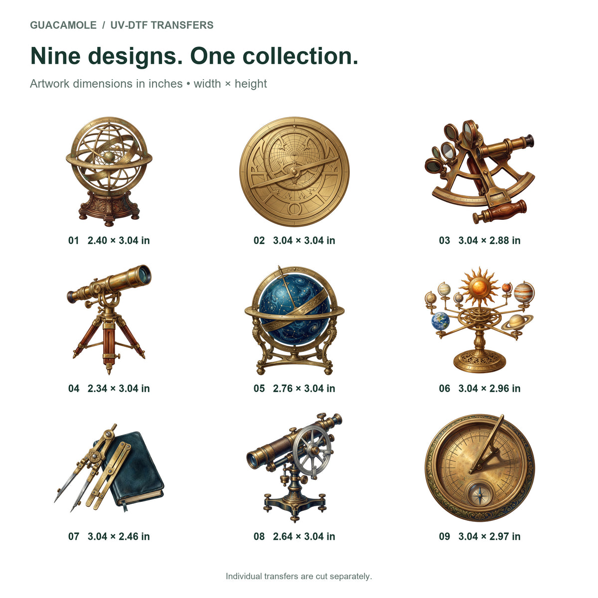 Astronomers Antique Instruments — Nine designs and sizes