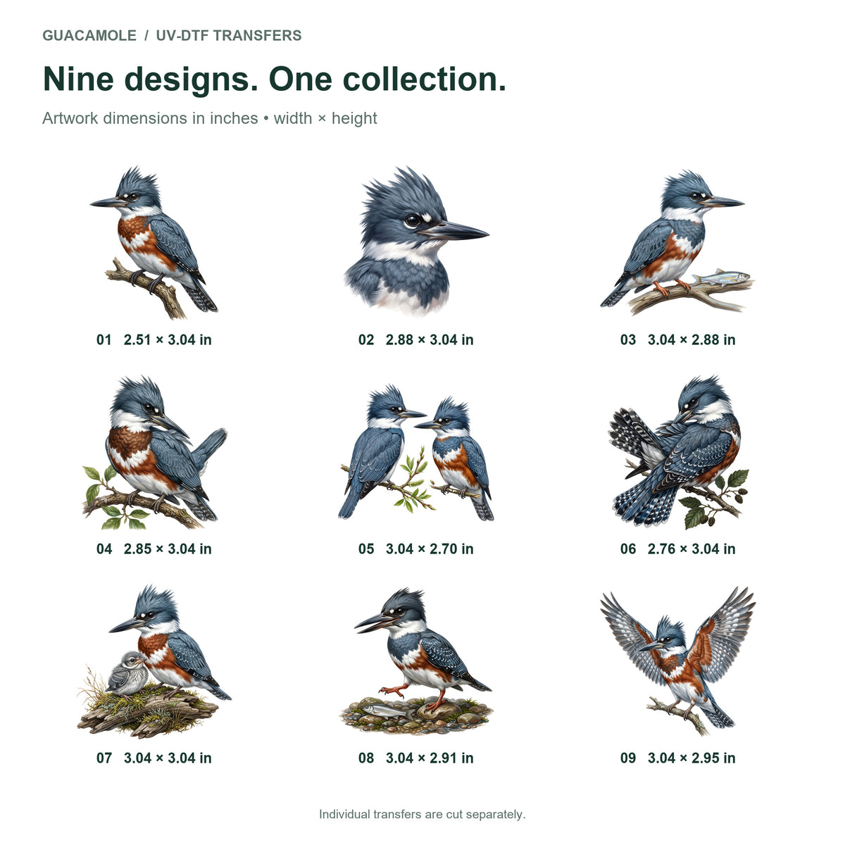 Kingfisher River Jewels — Nine designs and sizes