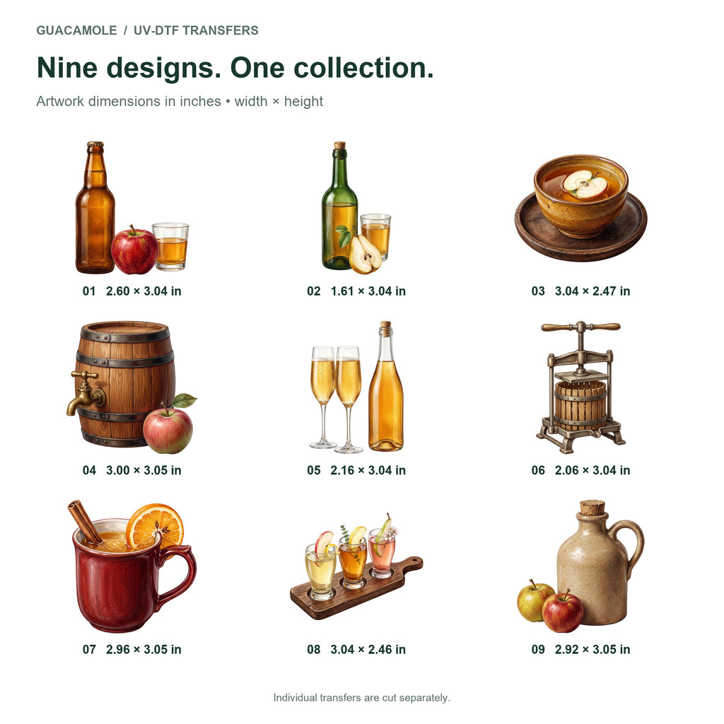 Cider Orchard Bottles — Nine designs and sizes
