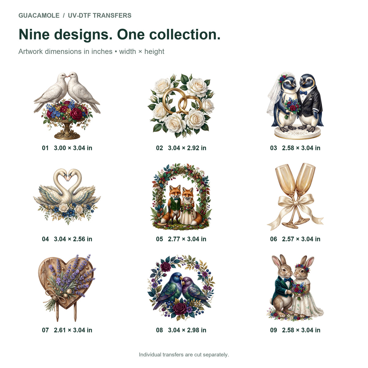 Wedding Cake Toppers — Nine designs and sizes