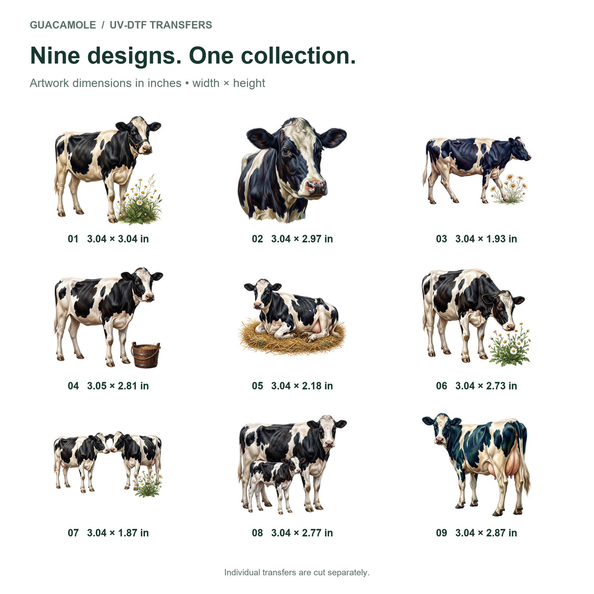Holstein Dairy Cows — Nine designs and sizes