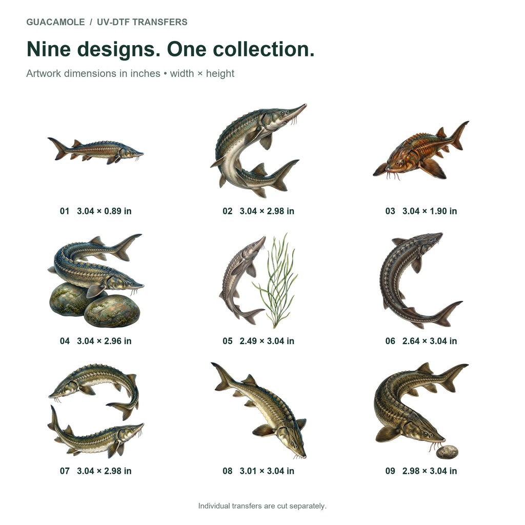 Sturgeon River Giants — Nine designs and sizes