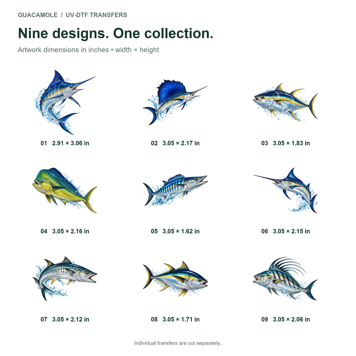 Deep Sea Fishing — Nine designs and sizes