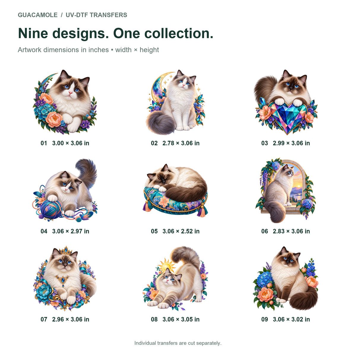 Ragdoll — Nine designs and sizes
